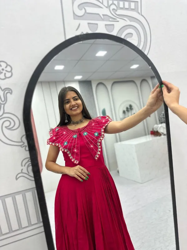 Magenta_Embellished_Flared_Gown_For_Women