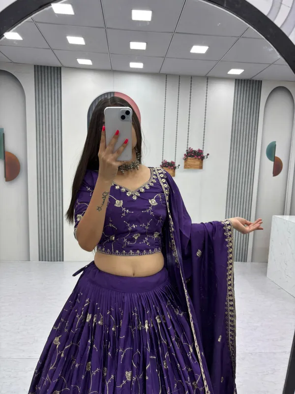 Purple_Embroidered_Lehenga_Choli_Set_For_Women
