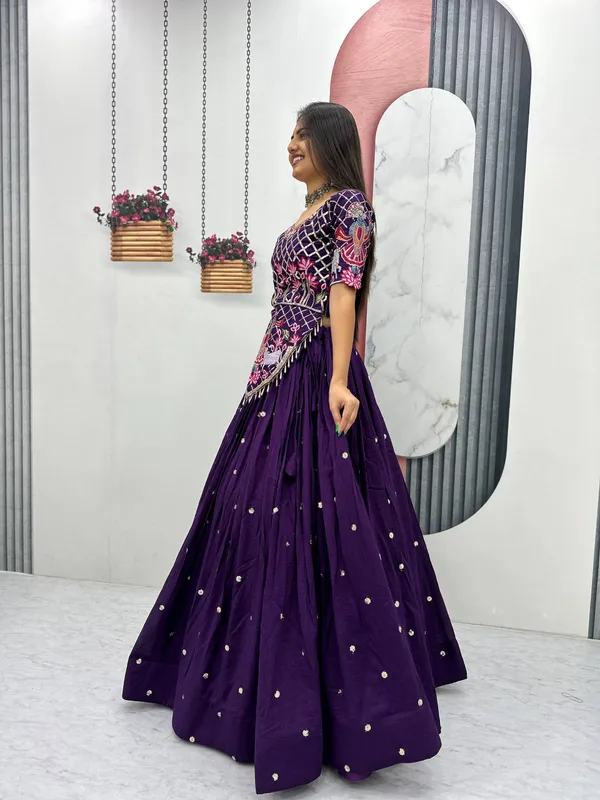 Purple_Embroidered_Lehenga_Choli_Set_For_Women
