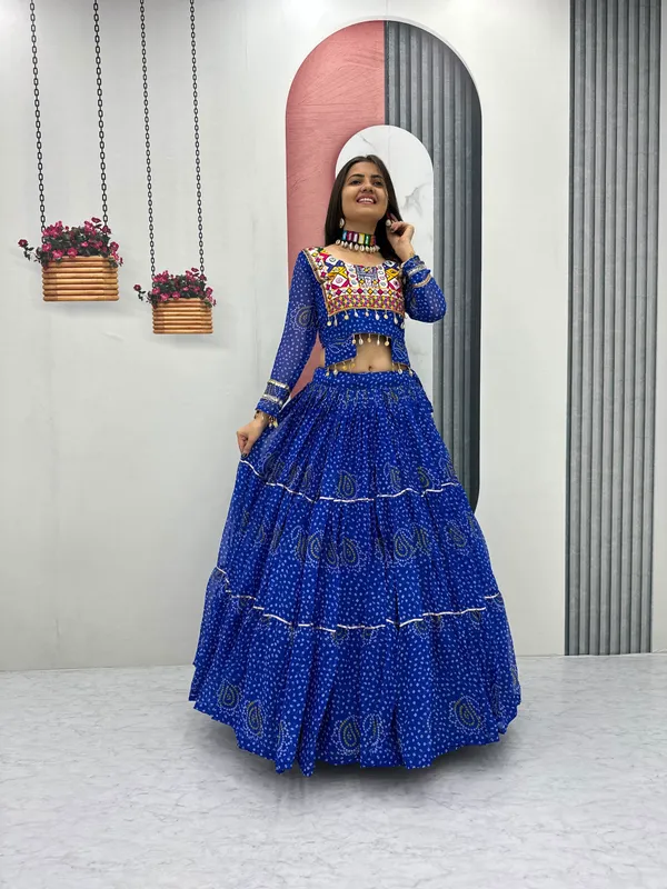 Blue_Printed_Flared_Lehenga_Choli_For_Women
