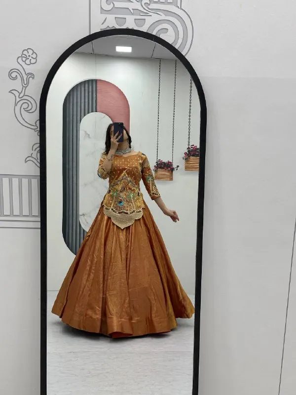 Copper_Embroidered_Flared_Lehenga_Set_For_Women