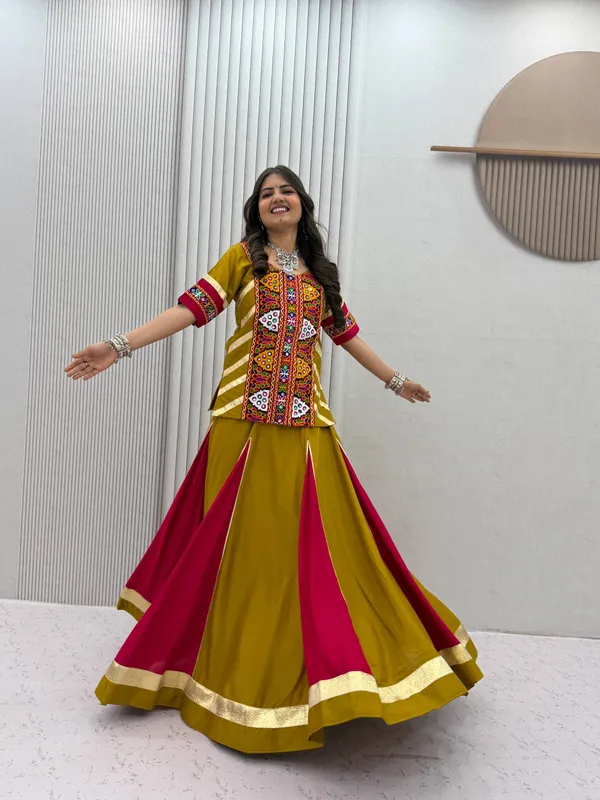 Mustard_Embroidered_Chaniya_Choli_Set_For_Women