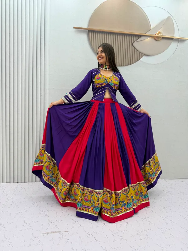 Purple_And_Red_Embroidered_Lehenga_Choli_For_Women