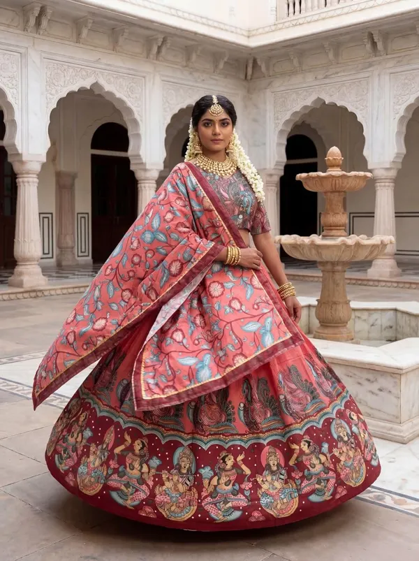 Pink_Floral_Print_Lehenga_Choli_For_Women