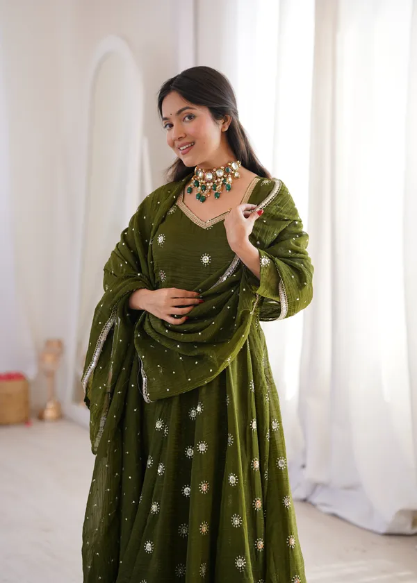 Olive_Green_Anarkali_Suit_Set_For_Women