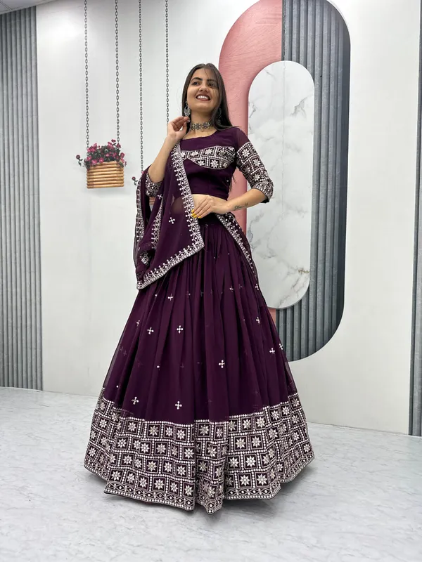 Purple_Embroidered_Lehenga_Choli_Set_For_Women