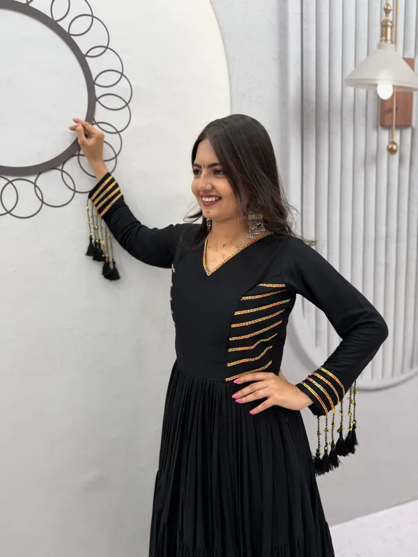 Black_Full_Sleeve_Flared_Anarkali_Dress_For_Women