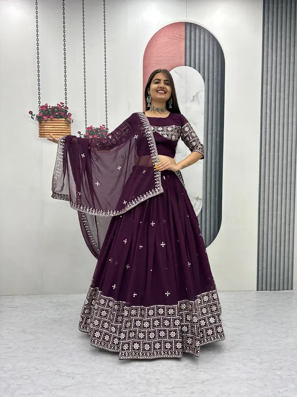 Purple_Embroidered_Lehenga_Choli_Set_For_Women