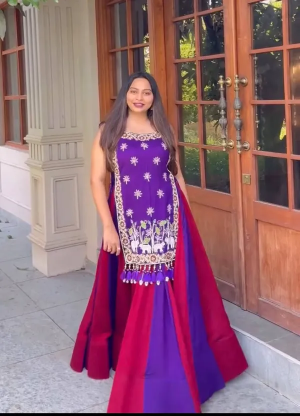 Purple_Embellished_Anarkali_Lehenga_Set_For_Women