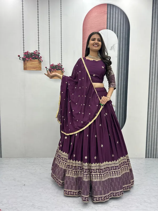Purple_Embroidered_Lehenga_Choli_Set_For_Women