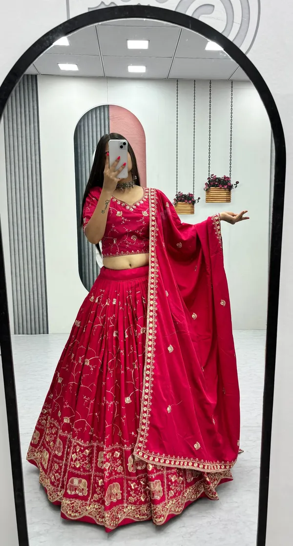 Pink_Embroidered_Lehenga_Choli_Set_For_Women