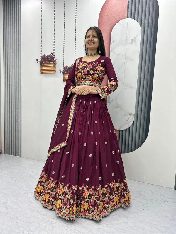 Maroon_Embroidered_Ethnic_Lehenga_Choli_Set_For_Women
