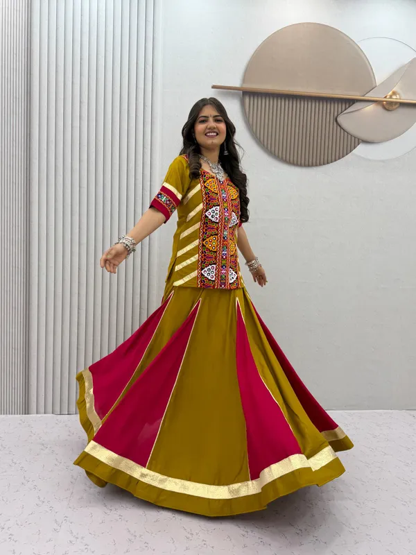 Mustard_Embroidered_Chaniya_Choli_Set_For_Women