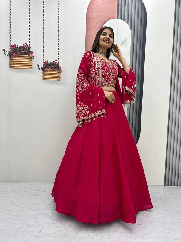 Red_Embroidered_Lehenga_Choli_Set_For_Women