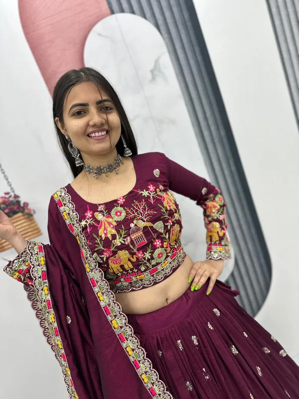 Maroon_Embroidered_Ethnic_Lehenga_Choli_Set_For_Women