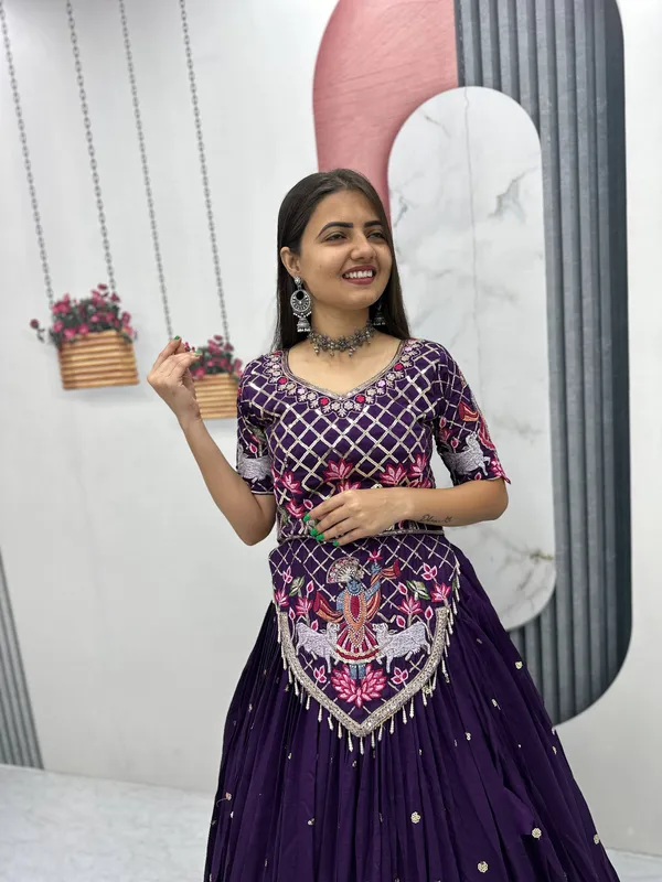Purple_Embroidered_Lehenga_Choli_Set_For_Women