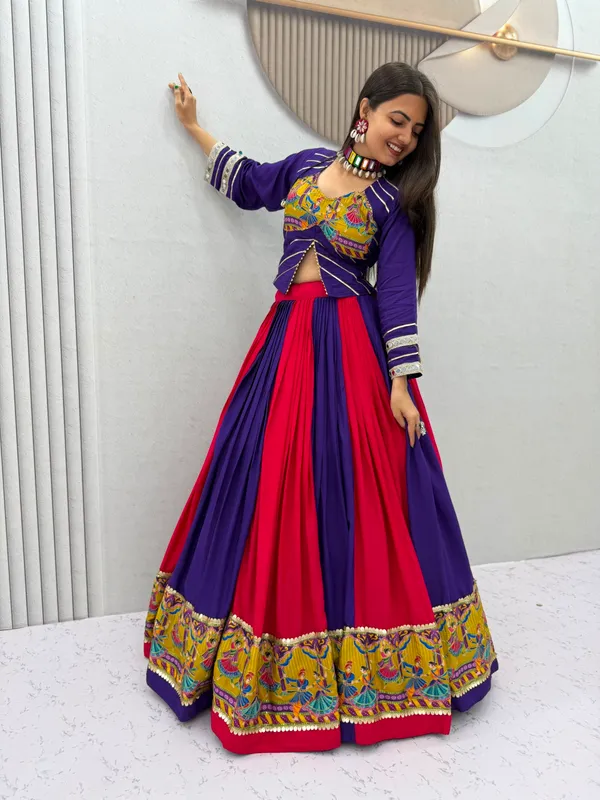 Purple_And_Red_Embroidered_Lehenga_Choli_For_Women