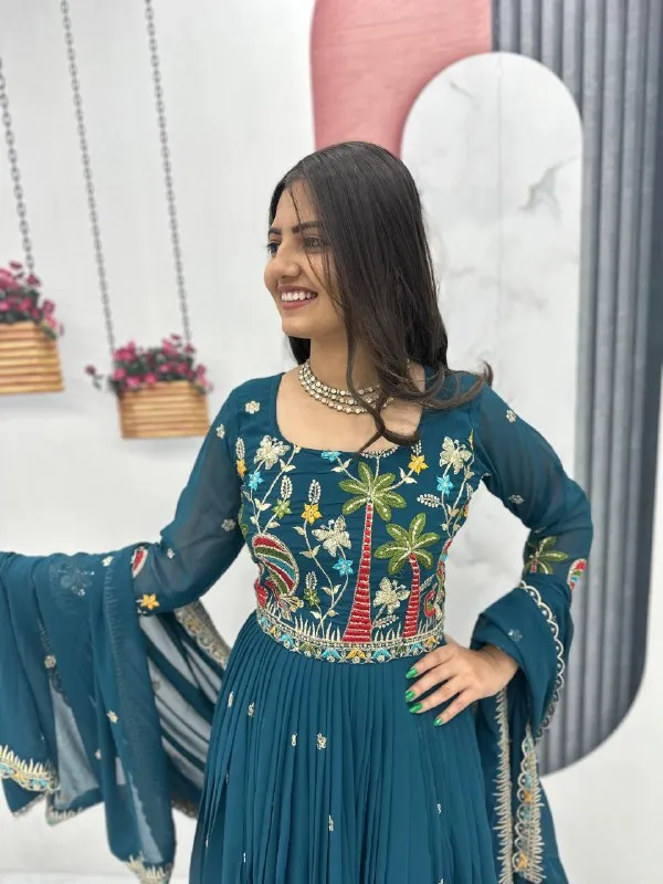 Teal_Embroidered_Anarkali_Suit_For_Women