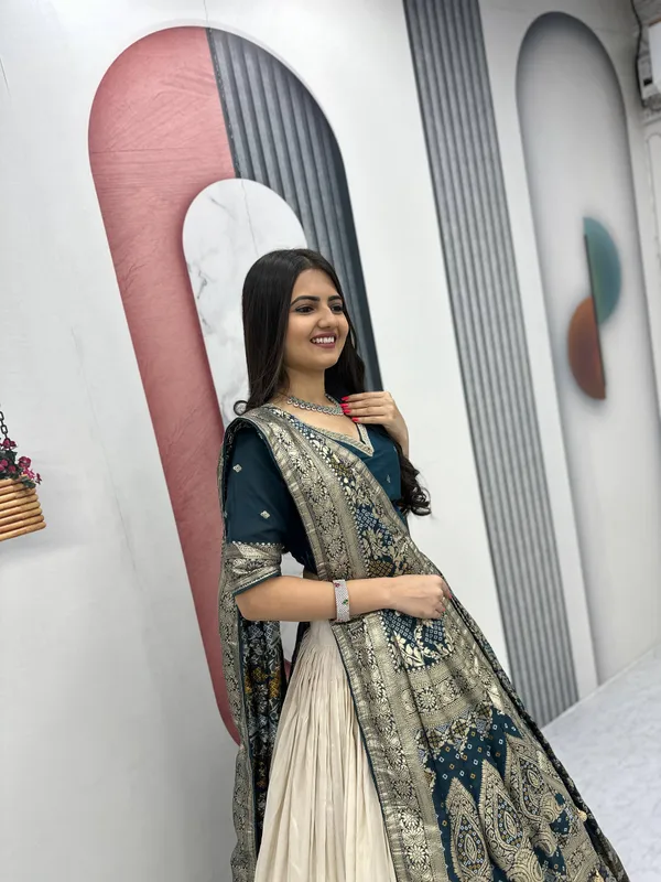 Navy_Blue_Printed_Lehenga_Choli_Set_For_Women