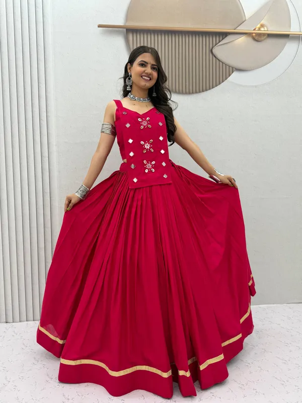 Red_Embellished_Flared_Lehenga_Choli_For_Women