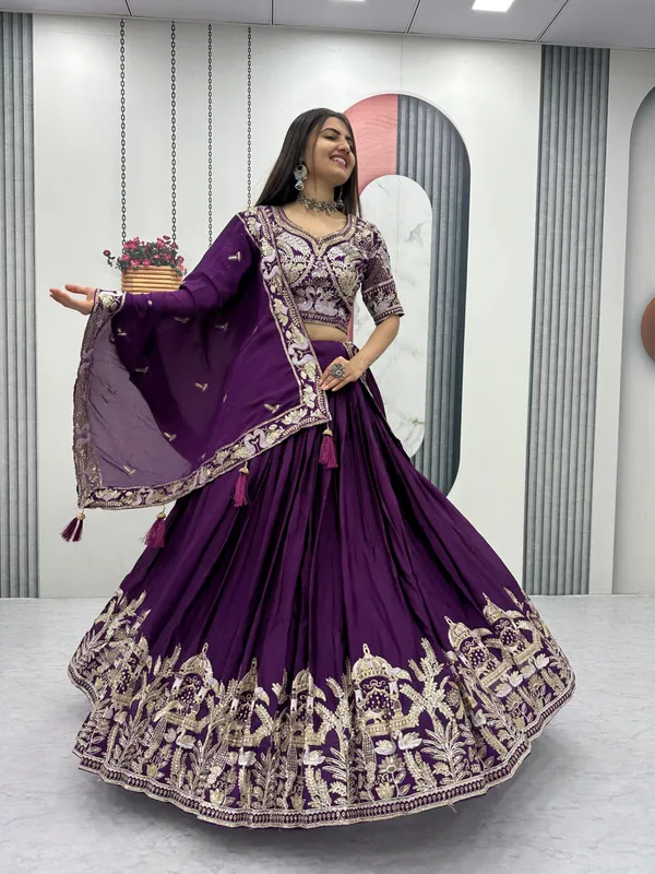 Purple_Embroidered_Lehenga_Choli_Set_For_Women
