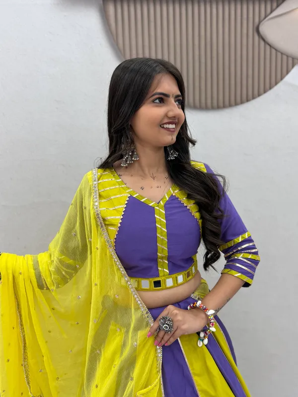 Yellow_Navy_Blue_Flared_Lehenga_Choli_Set_For_Women