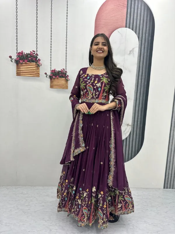 Purple_Embroidered_Anarkali_Suit_Set_For_Women
