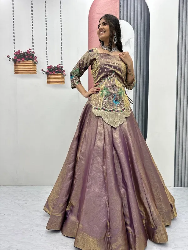 Brown_Embellished_Flared_Lehenga_Choli_For_Women