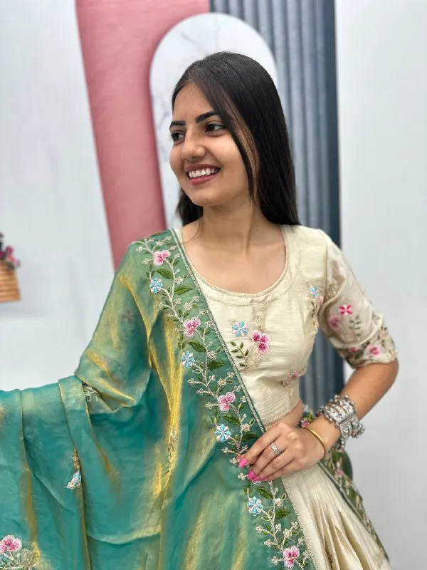 Cream_Embroidered_Lehenga_Choli_Set_For_Women