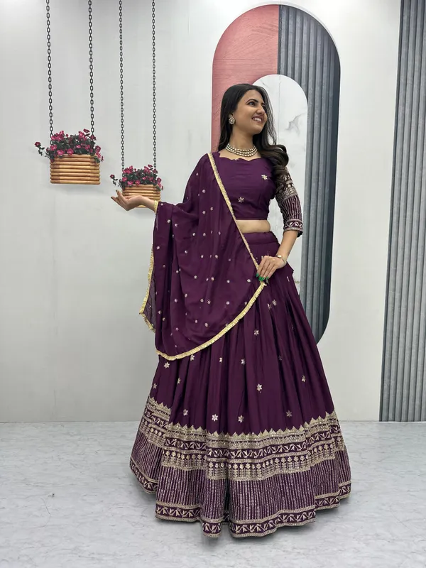 Purple_Embroidered_Lehenga_Choli_Set_For_Women