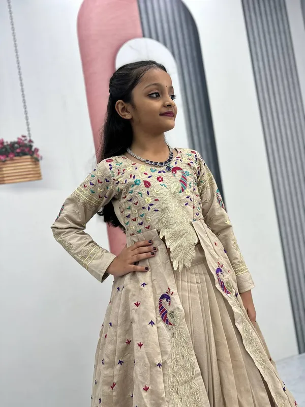 Beige_Embroidered_Anarkali_Dress_For_Girls