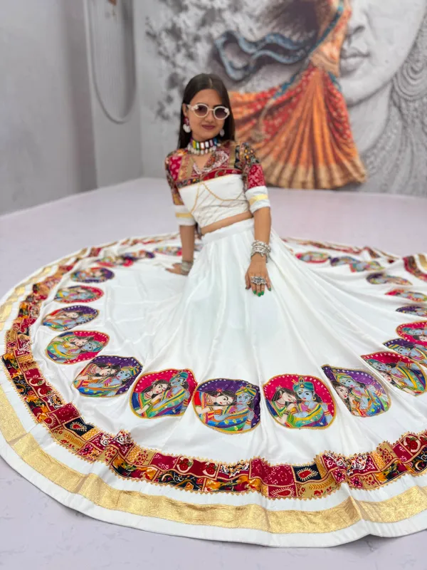 White_Printed_Lehenga_Choli_For_Women
