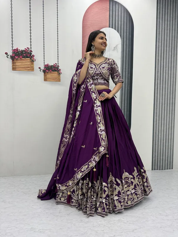 Purple_Embroidered_Lehenga_Choli_Set_For_Women