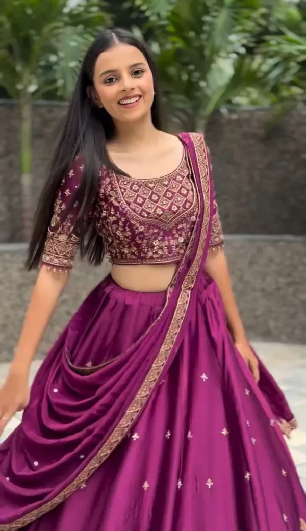 Magenta_Embroidered_Lehenga_Choli_Set_For_Women