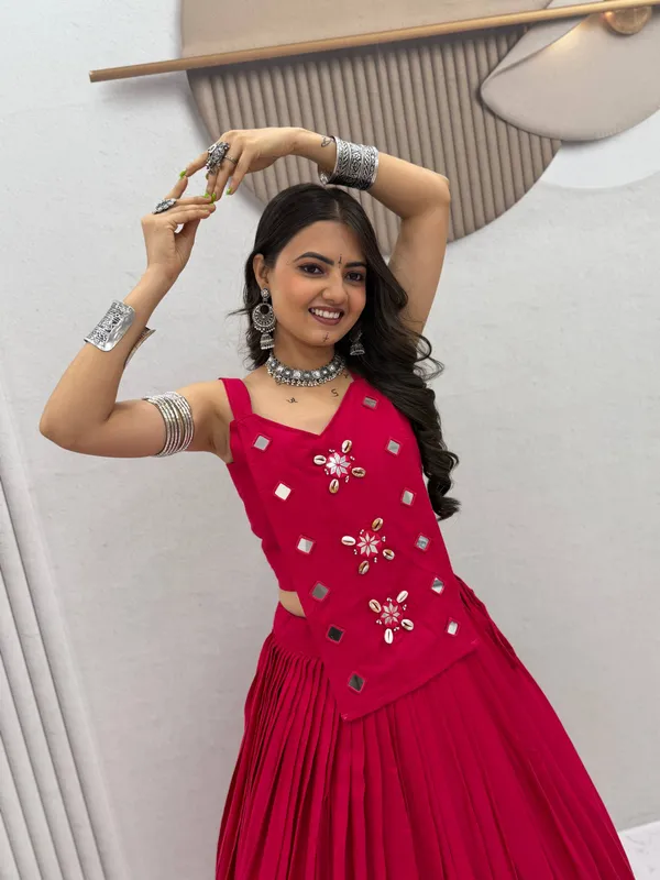 Red_Embellished_Flared_Lehenga_Choli_For_Women