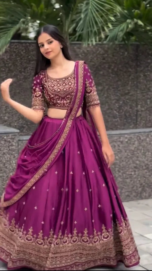 Magenta_Embroidered_Lehenga_Choli_Set_For_Women