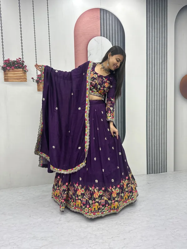 Purple_Embroidered_Lehenga_Choli_Set_For_Women