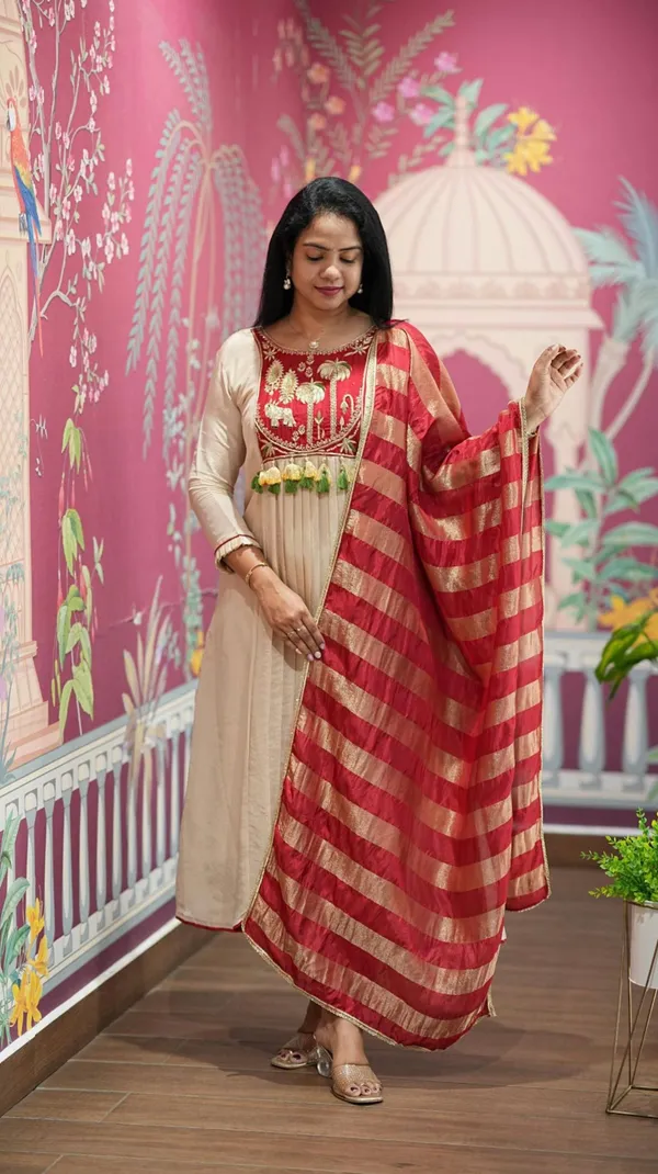Beige_Embroidered_Anarkali_Suit_Set_For_Women