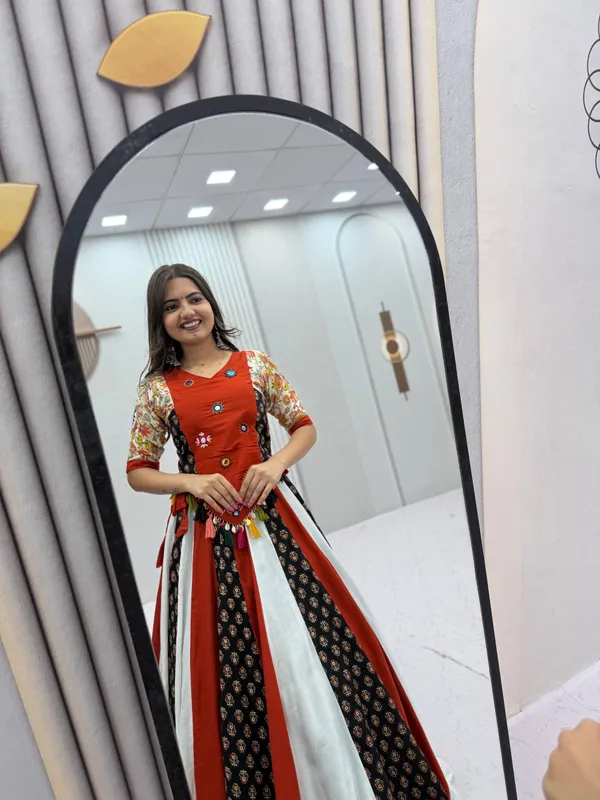 Orange_Embroidered_Ethnic_Dress_For_Women