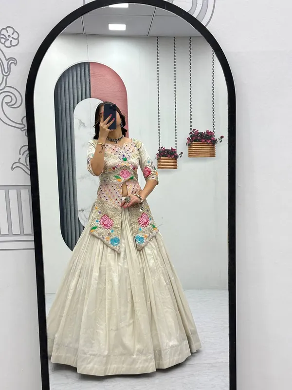 Cream_Embroidered_Flared_Lehenga_Choli_For_Women
