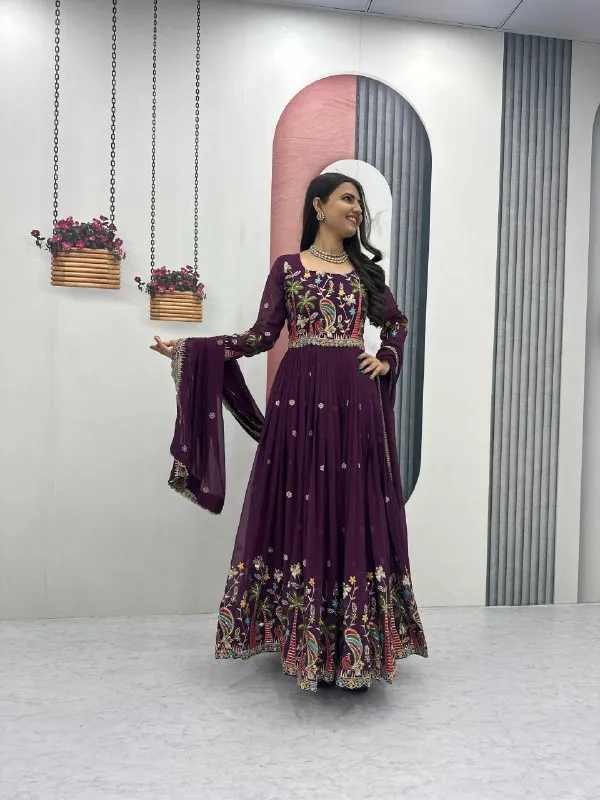 Purple_Embroidered_Anarkali_Suit_Set_For_Women