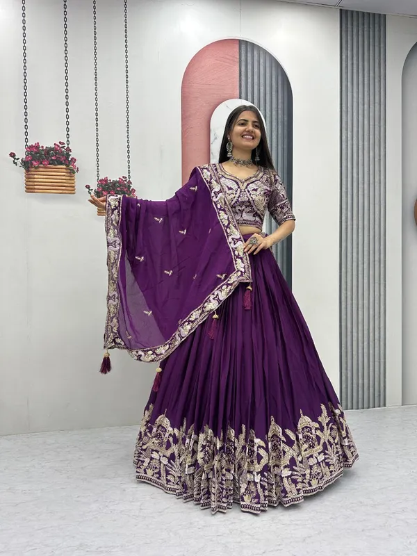 Purple_Embroidered_Lehenga_Choli_Set_For_Women