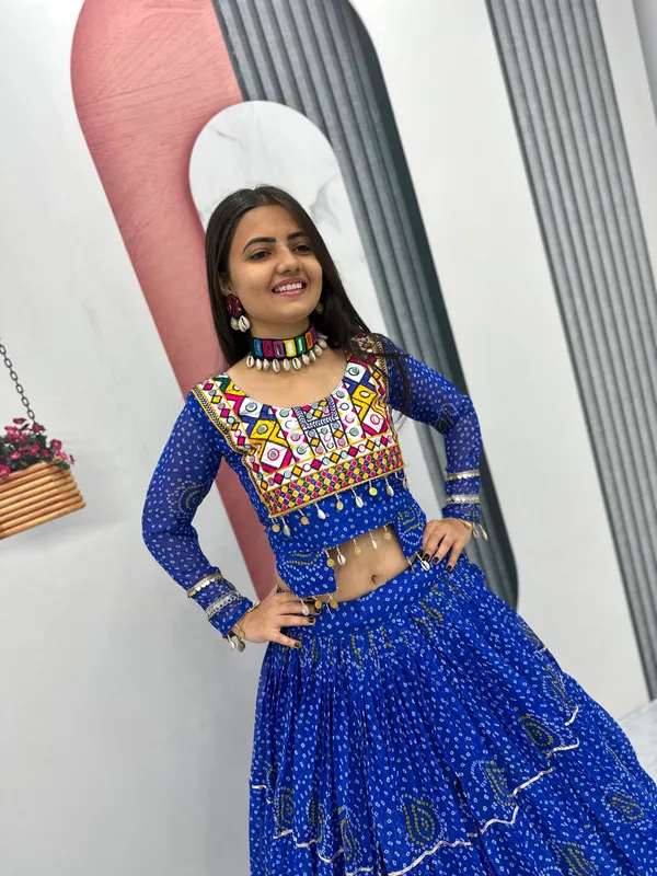 Blue_Printed_Flared_Lehenga_Choli_For_Women