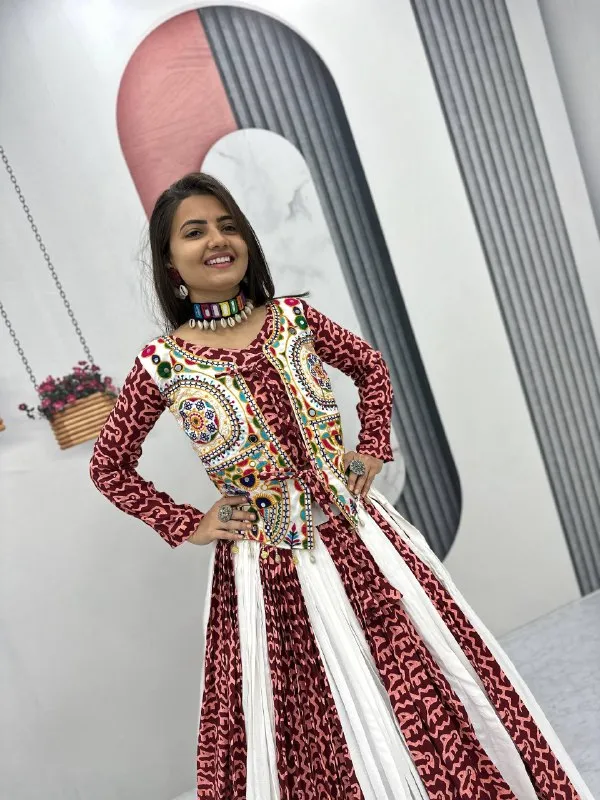 Maroon_Printed_Lehenga_Choli_Set_For_Women
