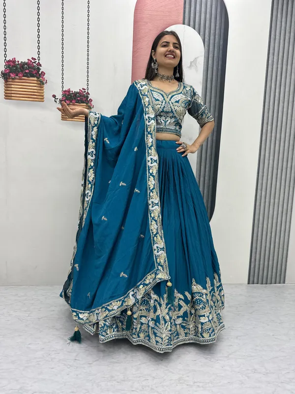 Blue_Embroidered_Lehenga_Choli_Set_For_Women