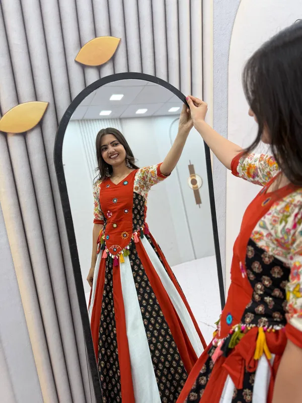 Orange_Embroidered_Ethnic_Dress_For_Women