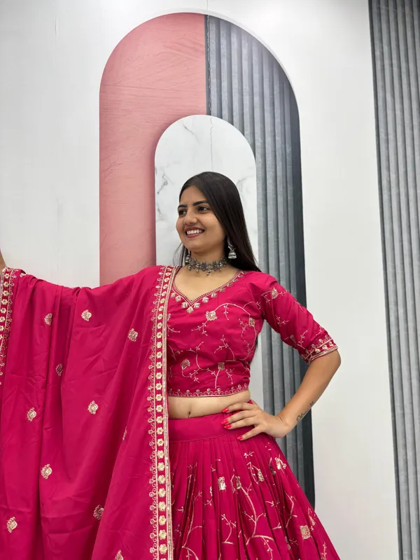 Pink_Embroidered_Lehenga_Choli_Set_For_Women