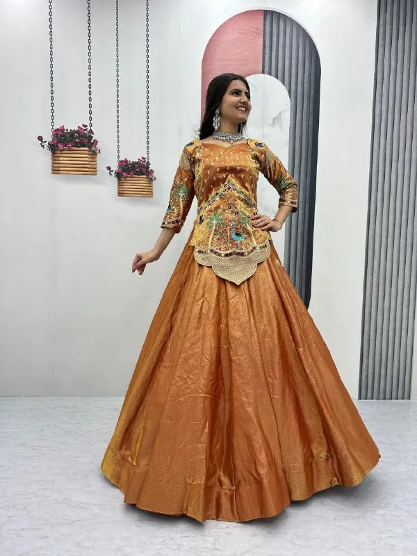 Copper_Embroidered_Flared_Lehenga_Set_For_Women
