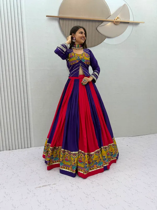 Purple_And_Red_Embroidered_Lehenga_Choli_For_Women