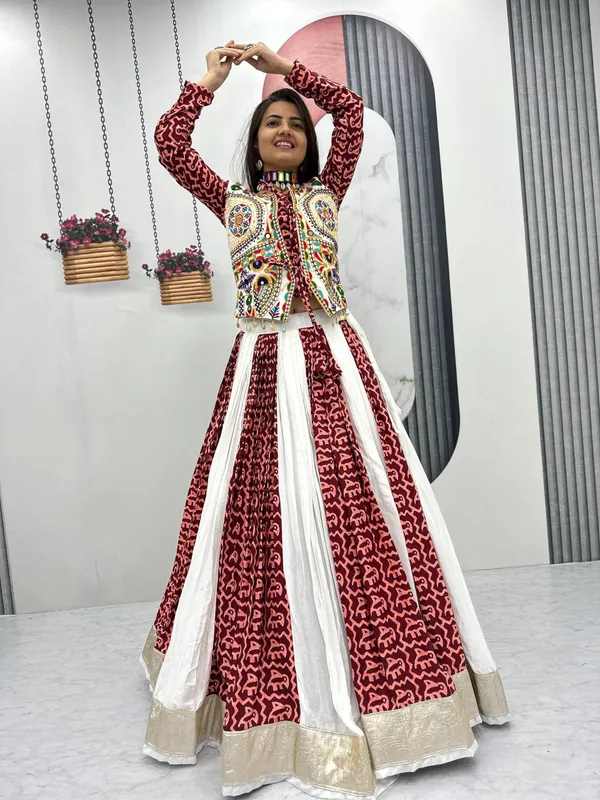 Maroon_Printed_Lehenga_Choli_Set_For_Women